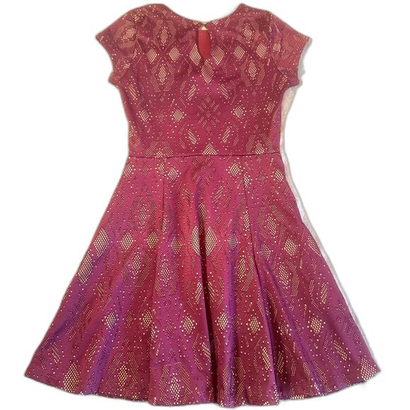 Renee C Shiloe Texture Knit Dress Womens XSP Purple Cut Out Design Lined Twirl - Picture 2 of 13